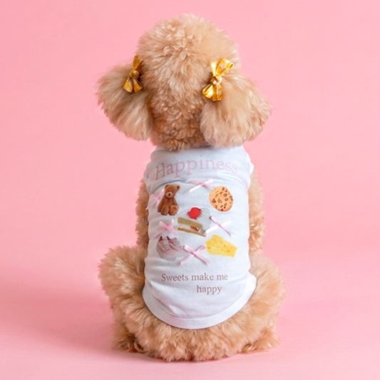 犬服 小型犬|くまスイーツプリント ガーリーデザイン カジュアルTシャツ