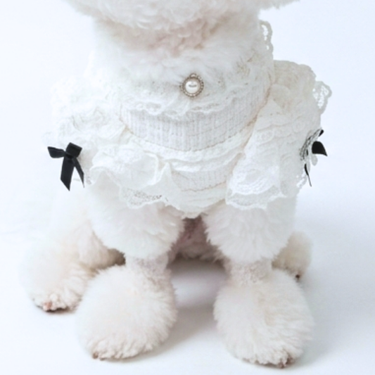 犬服 小型犬|レースフリルトップス ガーリー
