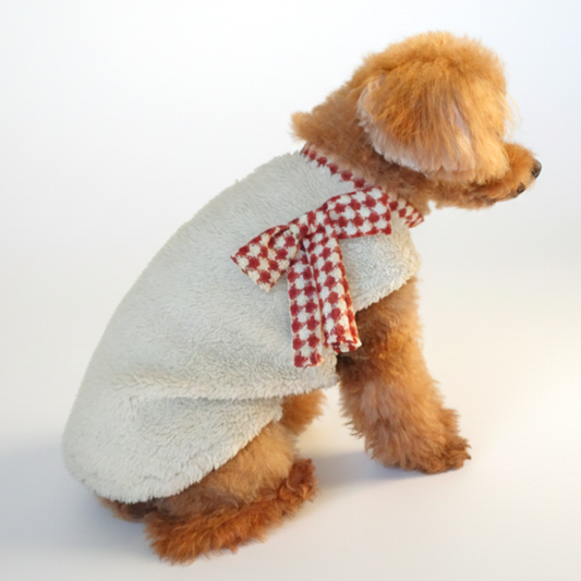 犬服 小型犬|リボン ボアベスト 犬服 ふわもこ 防寒 秋冬ウェア