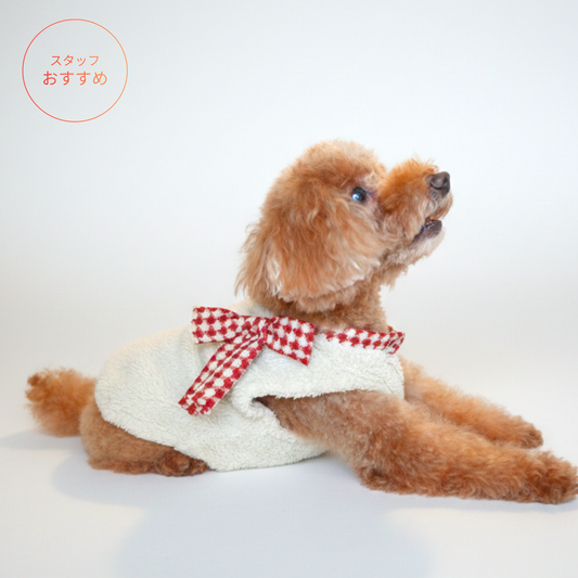 犬服 小型犬｜リボン ボアベスト 犬服 ふわもこ 防寒 秋冬ウェア