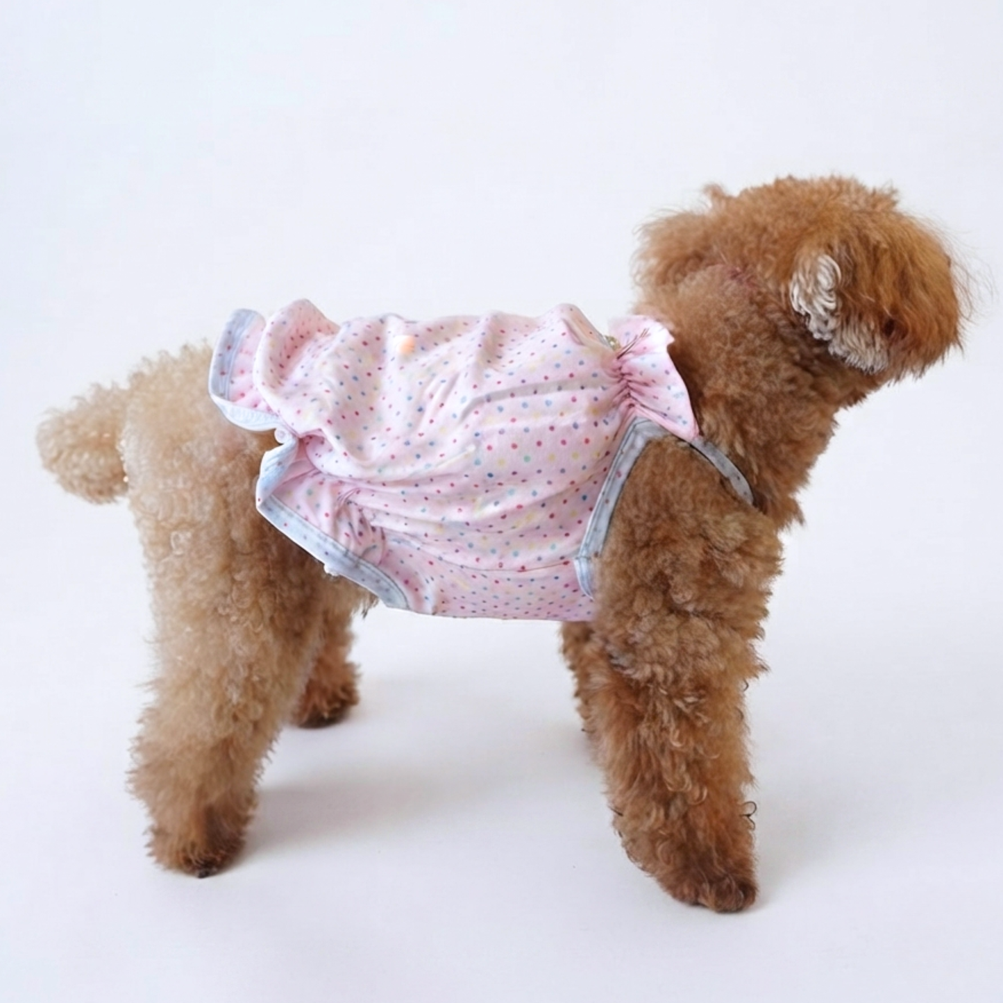 犬服 小型犬｜ドット柄リボンロンパース