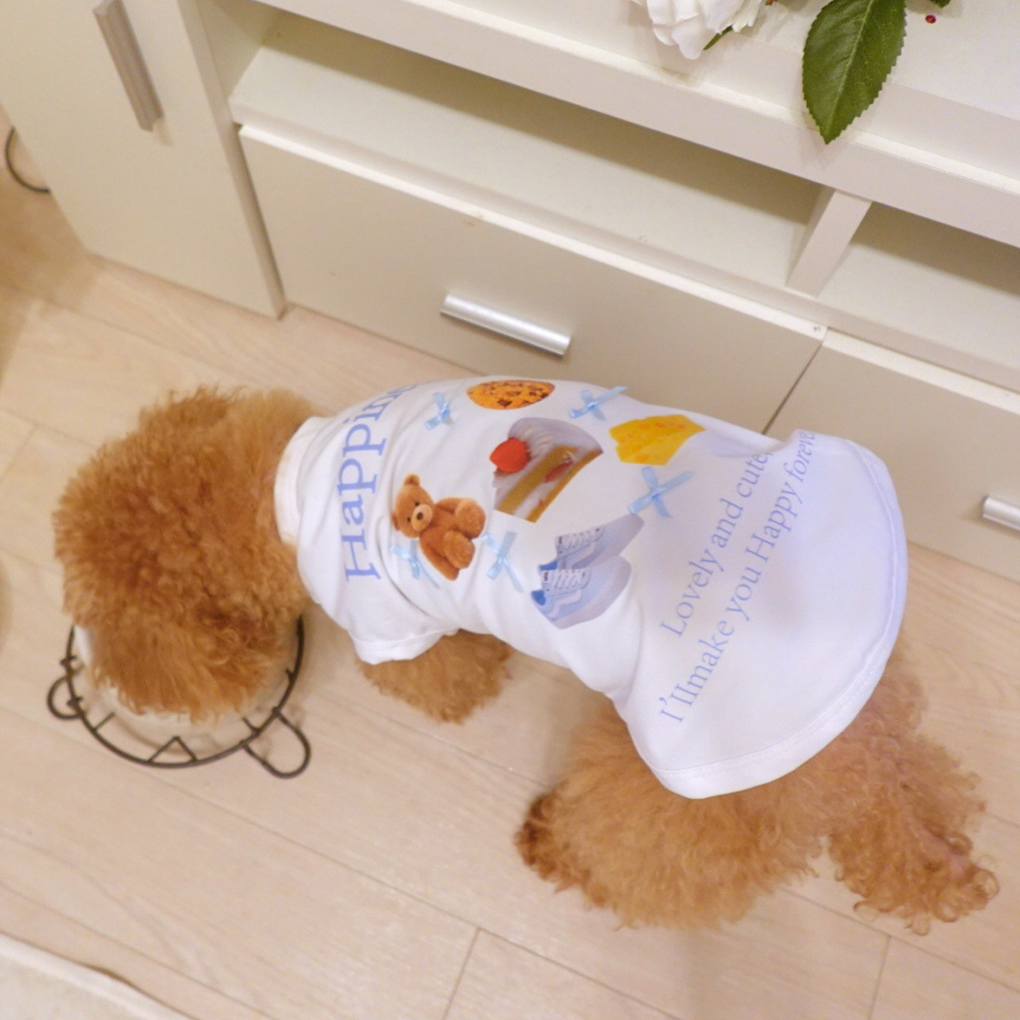 犬服 小型犬｜くまスイーツプリント ガーリーデザイン カジュアルTシャツ