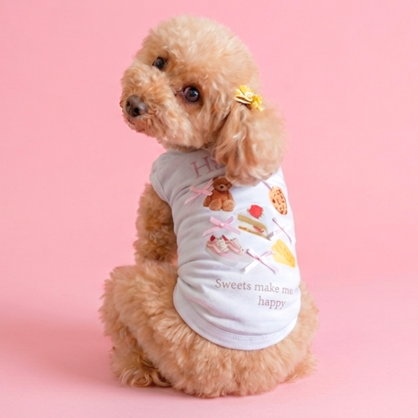 犬服 小型犬｜くまスイーツプリント ガーリーデザイン カジュアルTシャツ